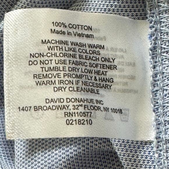 DAVID DONAHUE BUTTON UP COTTON COLLARED SHIRT IN BLUE NWT MEN'S SIZE 18/XL-XXL - Picture 10 of 12